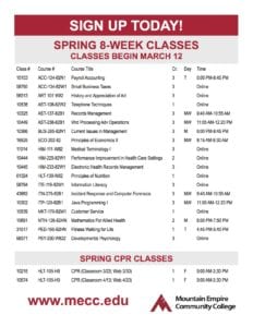 Spring 8 week classes